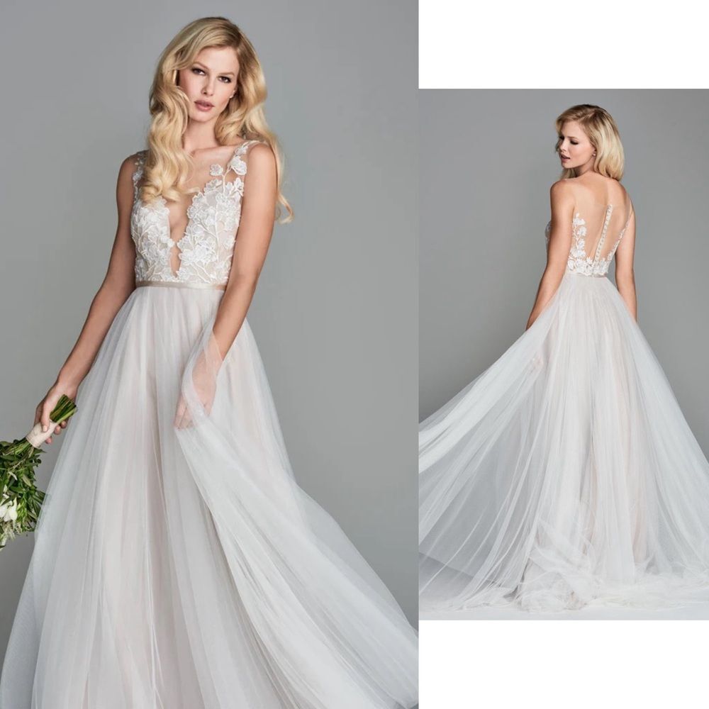 WTOO by Watters Juno 10702 Sheer Back Embroidered Bodice Wedding Dress Size 10